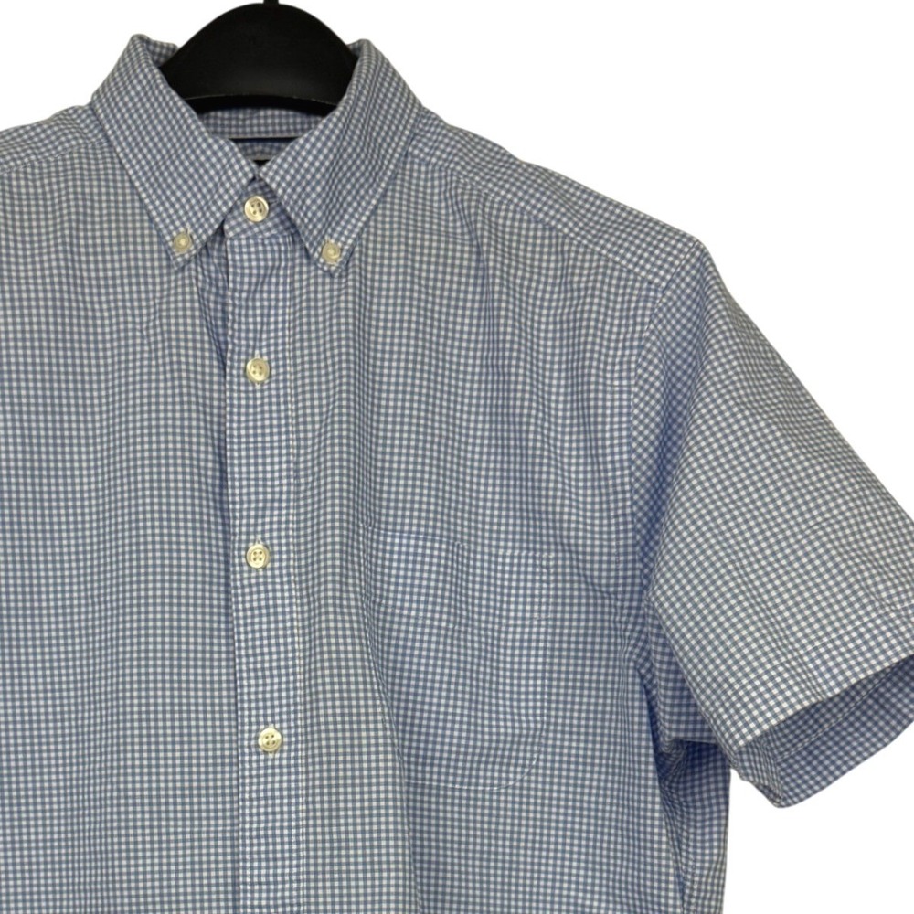 Charles Tyrwhitt Button Down Mens M Cotton NON IRON Slim Fit Shirt Blue Gingham
